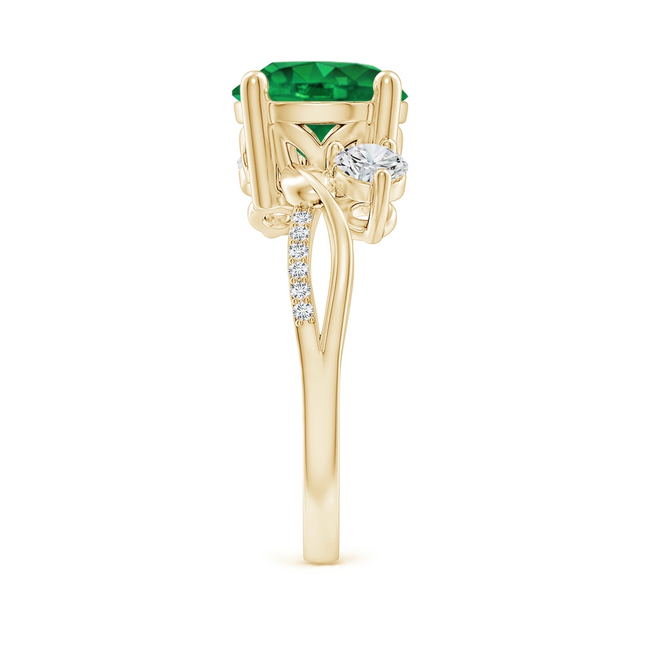 9mm AAA Emerald and Diamond Twisted Vine Ring in Yellow Gold side 299