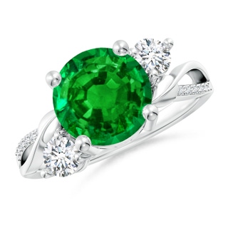 9mm AAAA Emerald and Diamond Twisted Vine Ring in P950 Platinum
