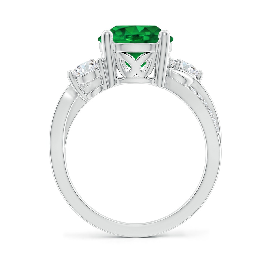 9mm AAAA Emerald and Diamond Twisted Vine Ring in P950 Platinum side 199