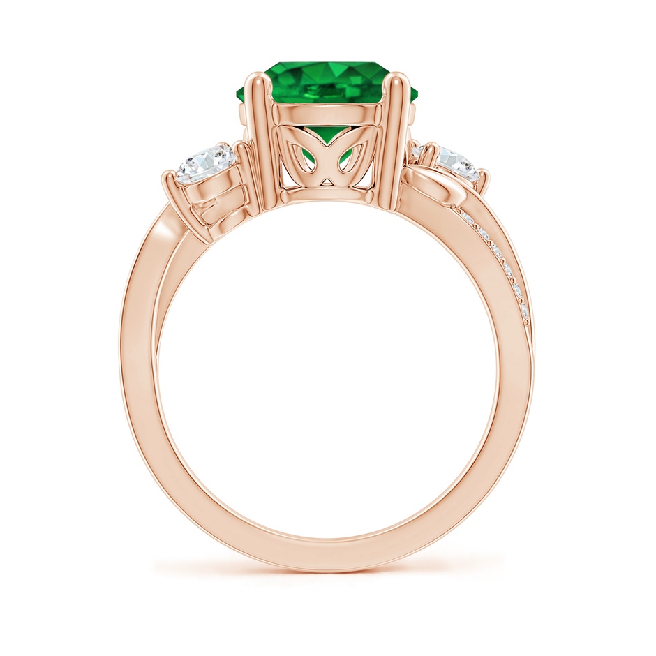 9mm AAAA Emerald and Diamond Twisted Vine Ring in Rose Gold side 199