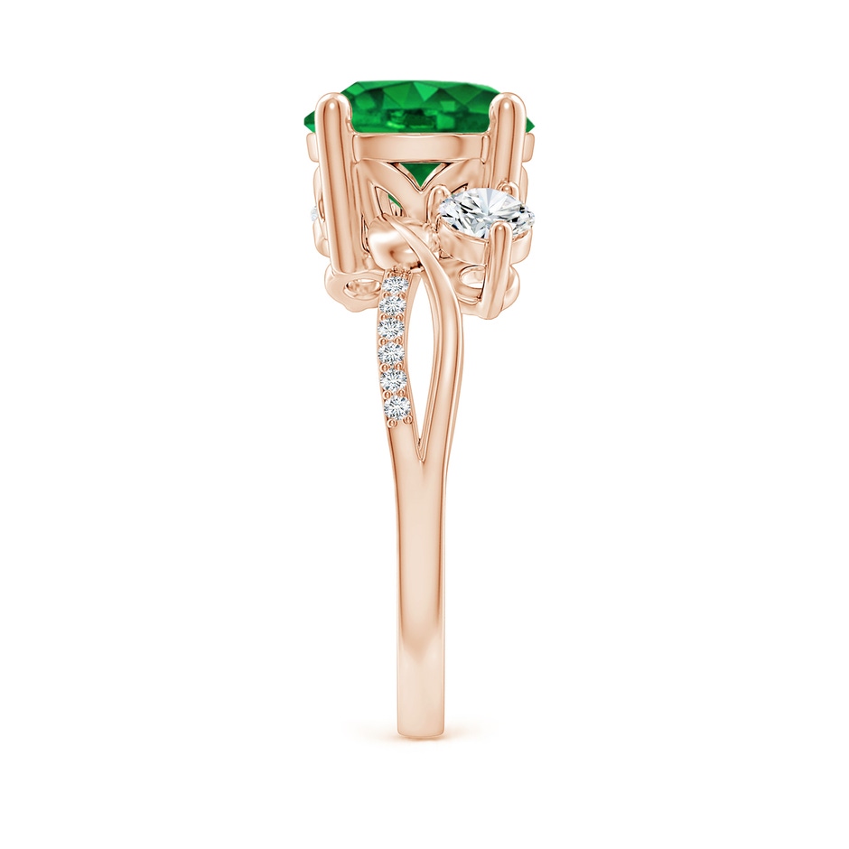 9mm AAAA Emerald and Diamond Twisted Vine Ring in Rose Gold side 299