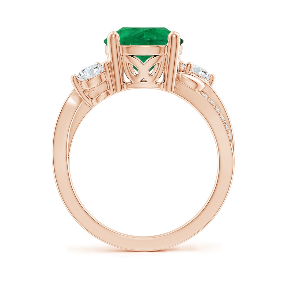 8.78-8.89x5.90mm AAA GIA Certified Round Emerald Twisted Vine Ring with Diamonds in Rose Gold side 199