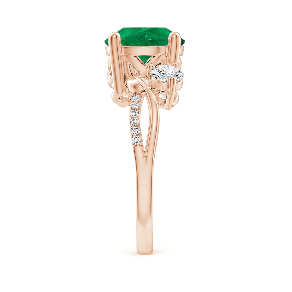 8.78-8.89x5.90mm AAA GIA Certified Round Emerald Twisted Vine Ring with Diamonds in Rose Gold side 399