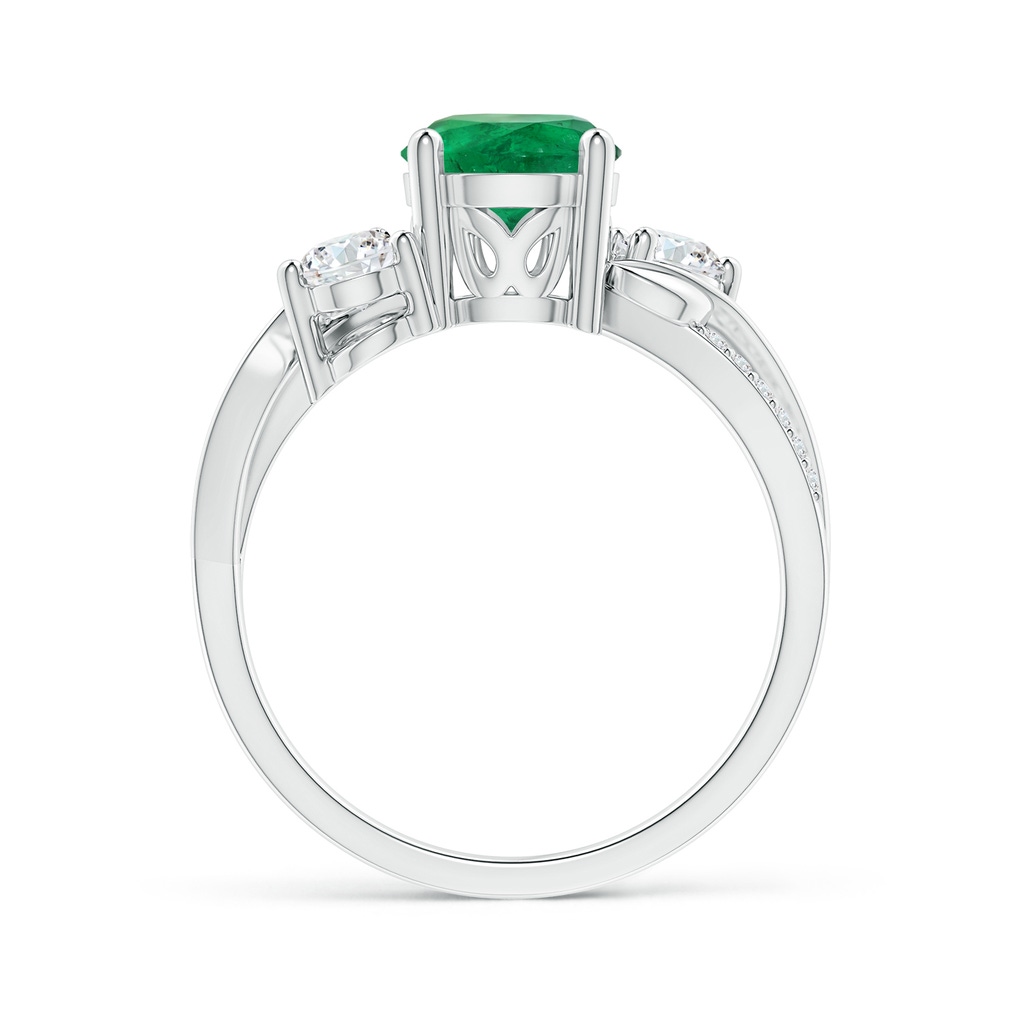 8.92x8.80mm AAA GIA Certified Round Emerald Twisted Vine Ring with Diamonds in 18K White Gold Side-1