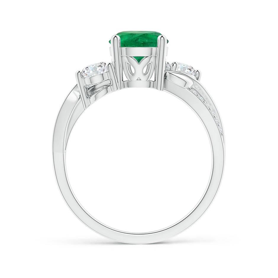 8.92x8.80mm AAA GIA Certified Round Emerald Twisted Vine Ring with Diamonds in 18K White Gold side-1