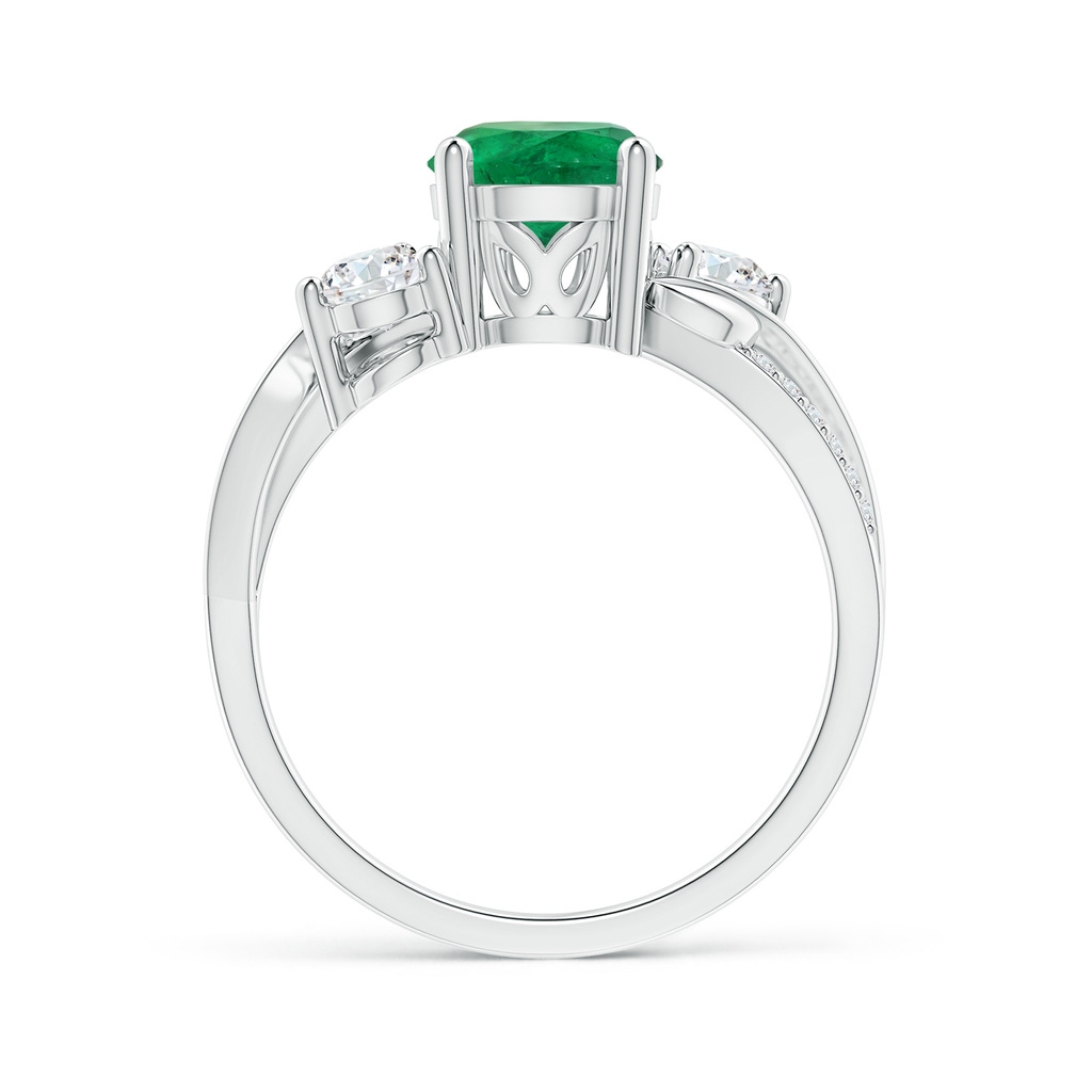 8.92x8.80mm AAA GIA Certified Round Emerald Twisted Vine Ring with Diamonds in White Gold Side-1