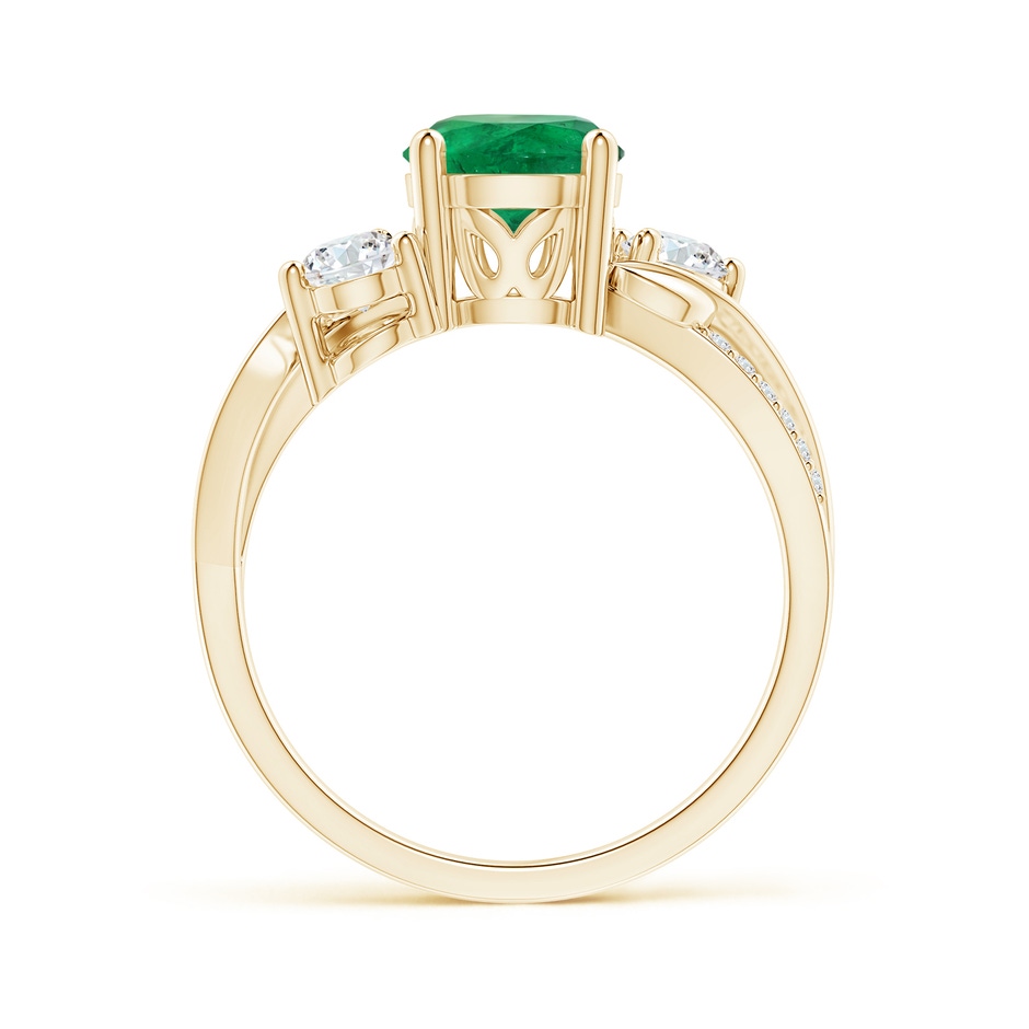 8.92x8.80mm AAA GIA Certified Round Emerald Twisted Vine Ring with Diamonds in Yellow Gold side-1