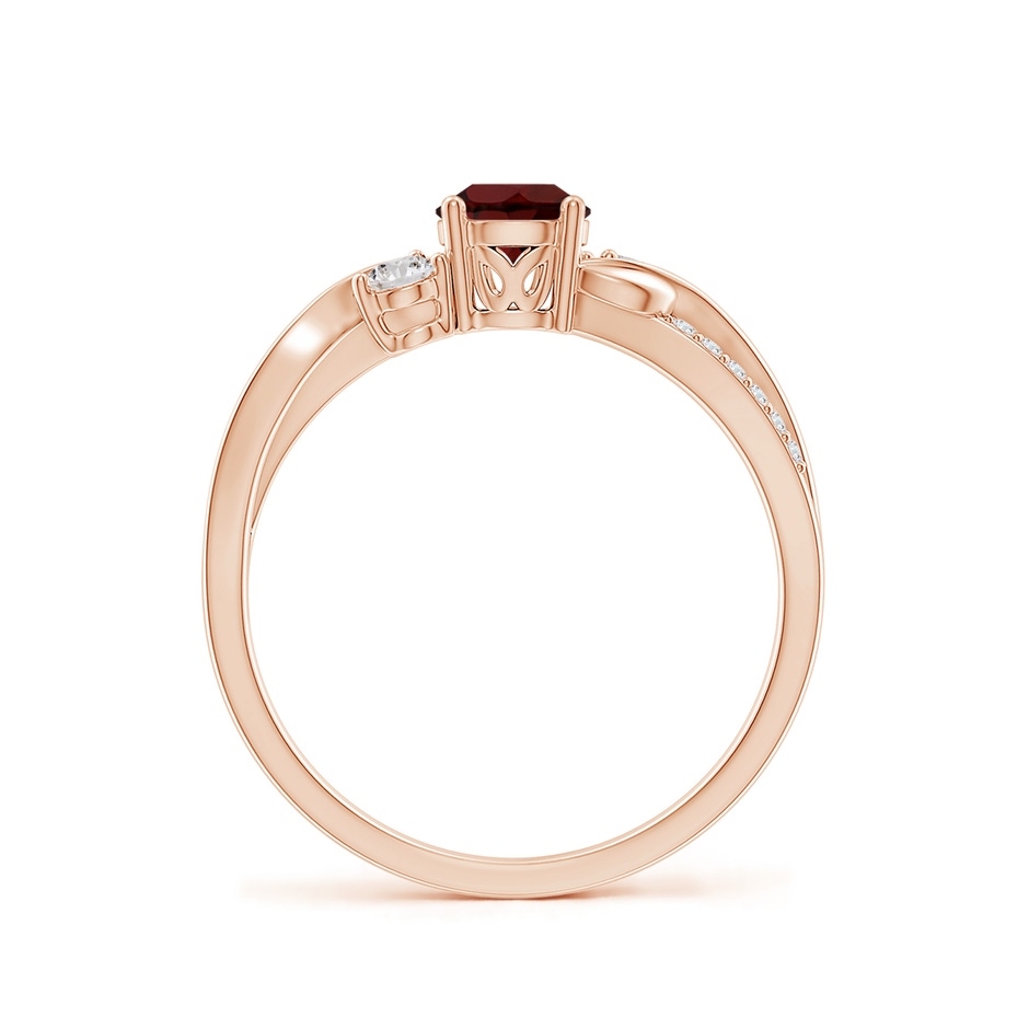 5mm AA Garnet and Diamond Twisted Vine Ring in Rose Gold side 199