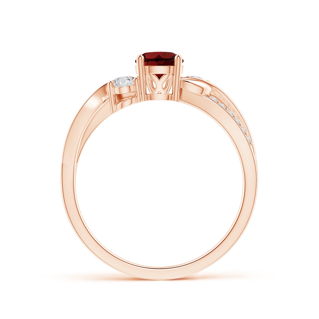 5mm AAA Garnet and Diamond Twisted Vine Ring in Rose Gold Side-1