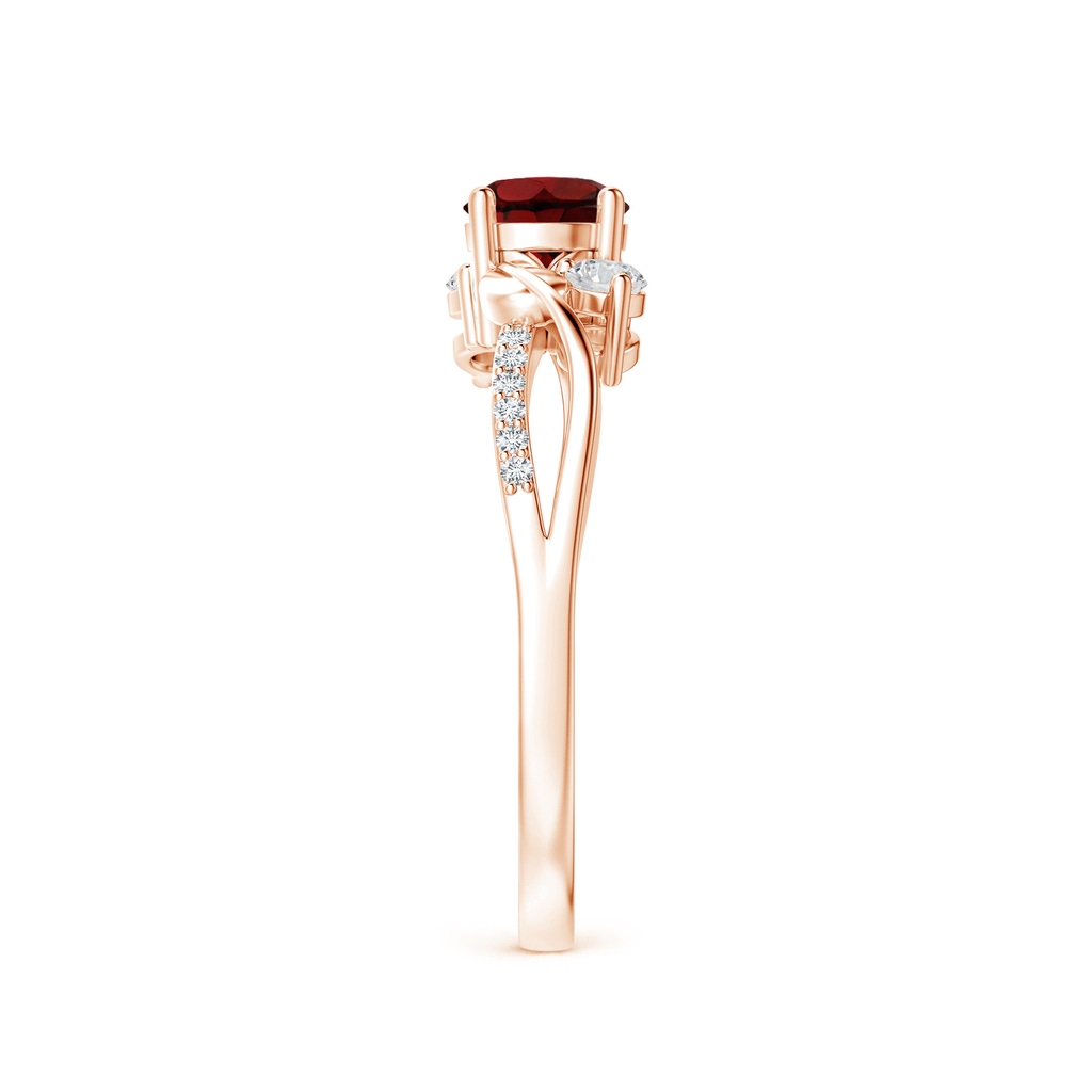 5mm AAA Garnet and Diamond Twisted Vine Ring in Rose Gold Side-2
