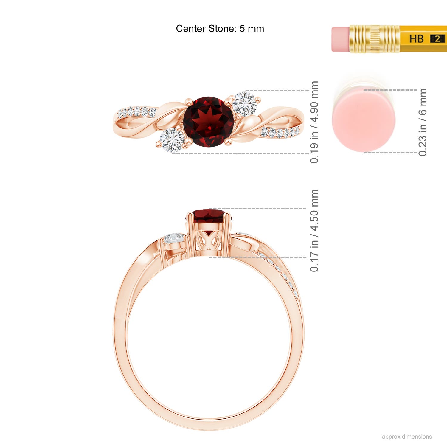 AAA - Garnet / 0.8 CT / 14 KT Rose Gold