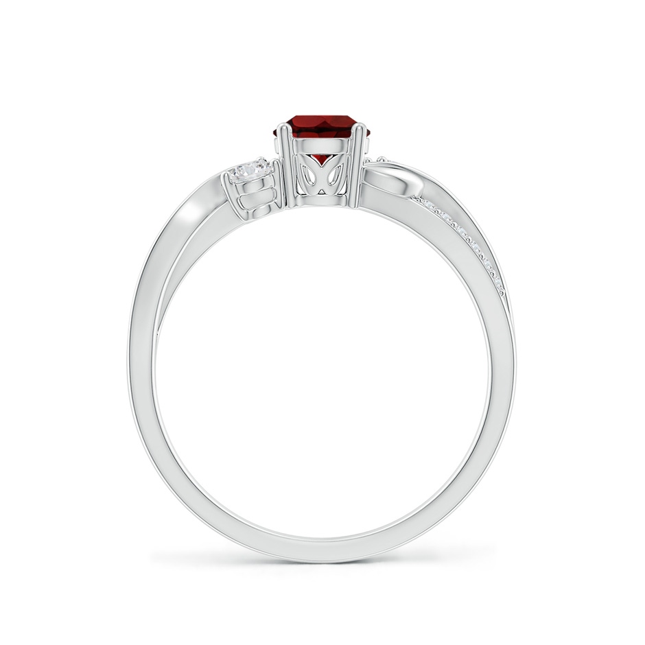 5mm AAA Garnet and Diamond Twisted Vine Ring in White Gold side 199
