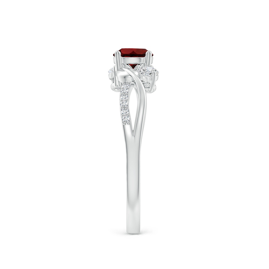 5mm AAA Garnet and Diamond Twisted Vine Ring in White Gold side 299