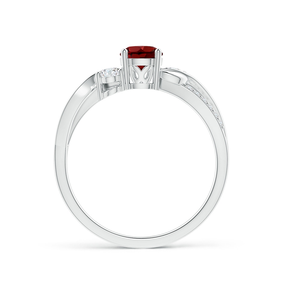 5mm AAAA Garnet and Diamond Twisted Vine Ring in White Gold side-1