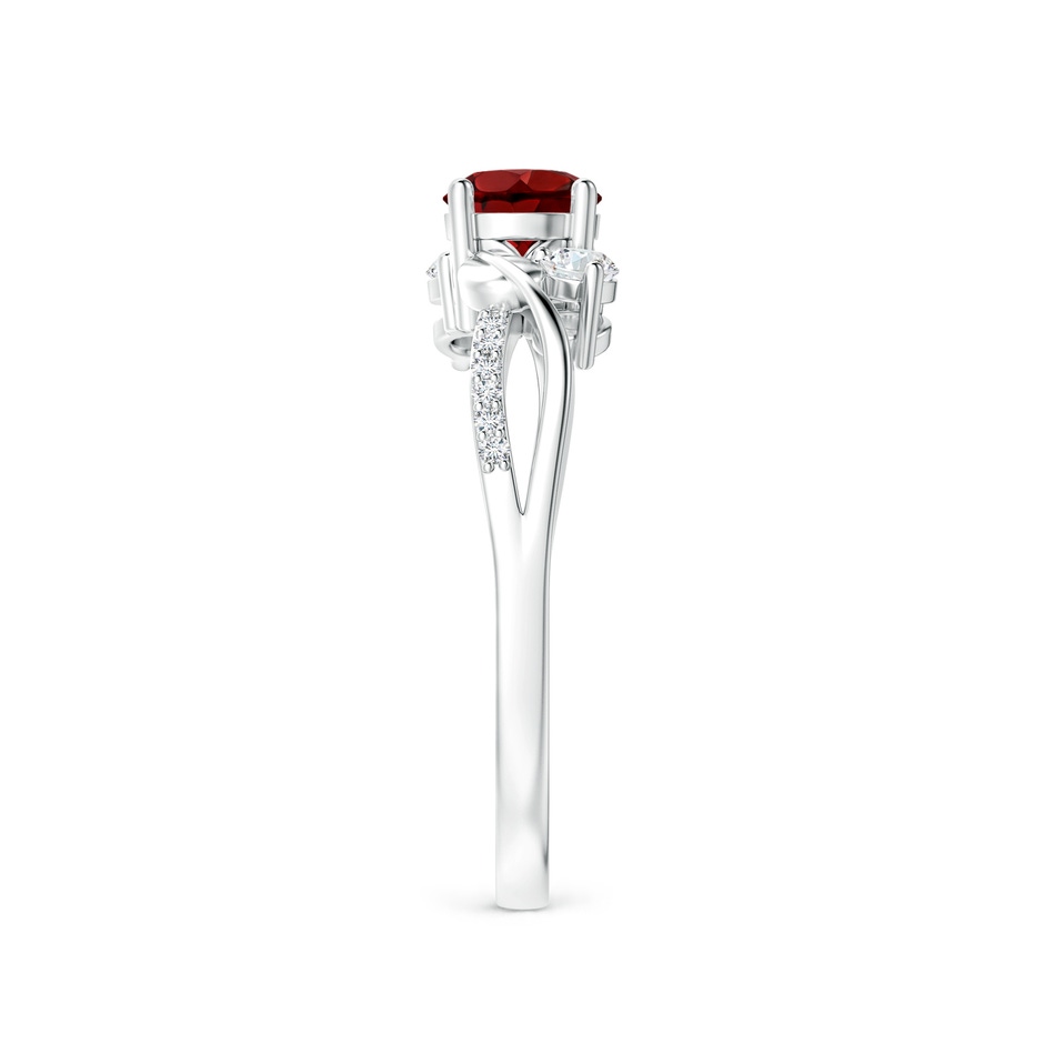 5mm AAAA Garnet and Diamond Twisted Vine Ring in White Gold side-2