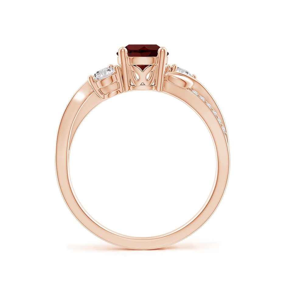 6mm AA Garnet and Diamond Twisted Vine Ring in Rose Gold side 199