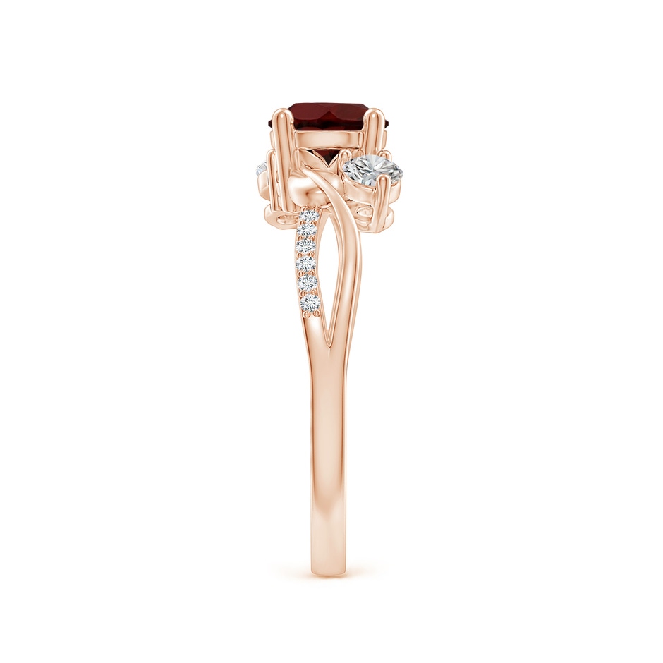 6mm AA Garnet and Diamond Twisted Vine Ring in Rose Gold side 299