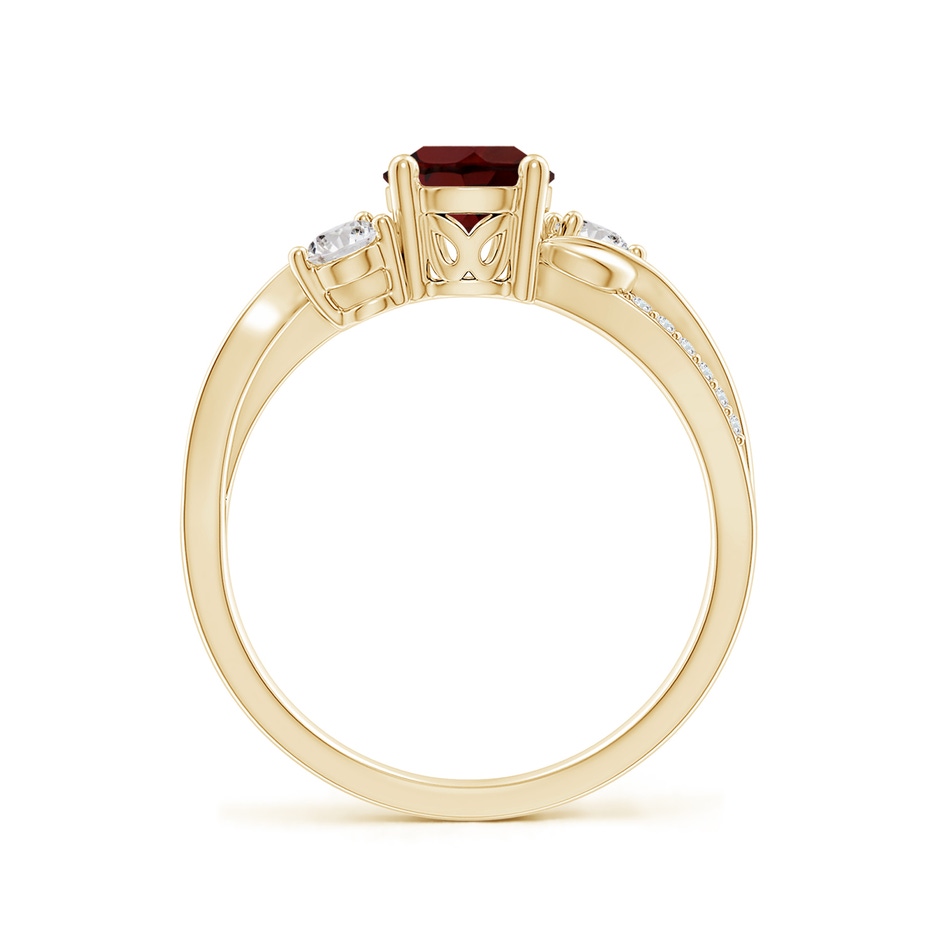 6mm AA Garnet and Diamond Twisted Vine Ring in Yellow Gold side 199