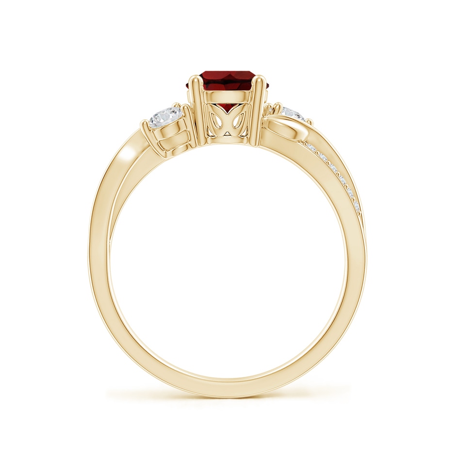6mm AAA Garnet and Diamond Twisted Vine Ring in Yellow Gold side 199