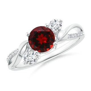 6mm AAAA Garnet and Diamond Twisted Vine Ring in P950 Platinum