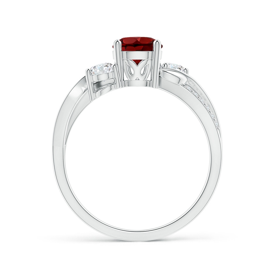 6mm AAAA Garnet and Diamond Twisted Vine Ring in P950 Platinum side-1