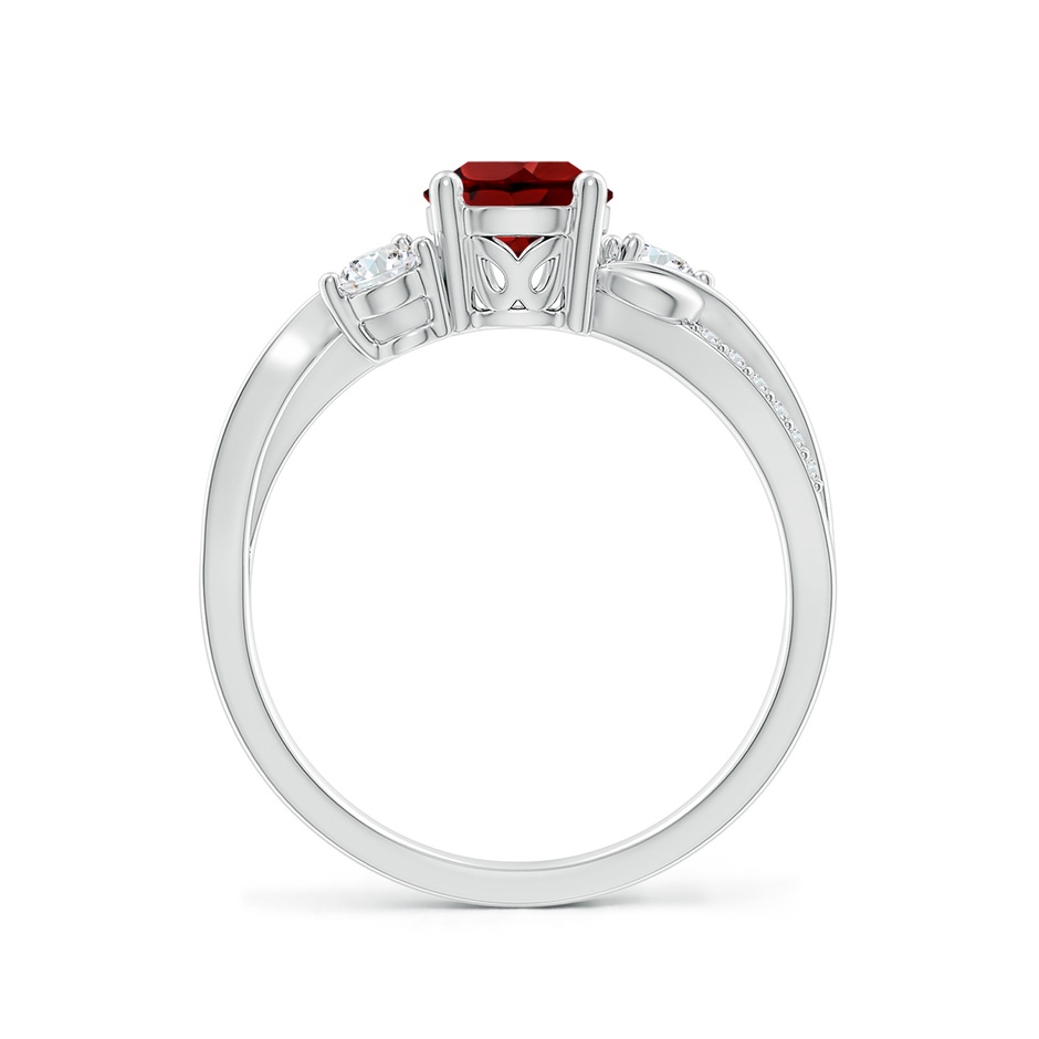 6mm AAAA Garnet and Diamond Twisted Vine Ring in P950 Platinum side 199
