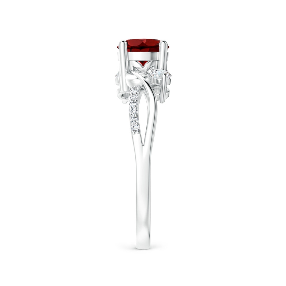 6mm AAAA Garnet and Diamond Twisted Vine Ring in P950 Platinum side-2