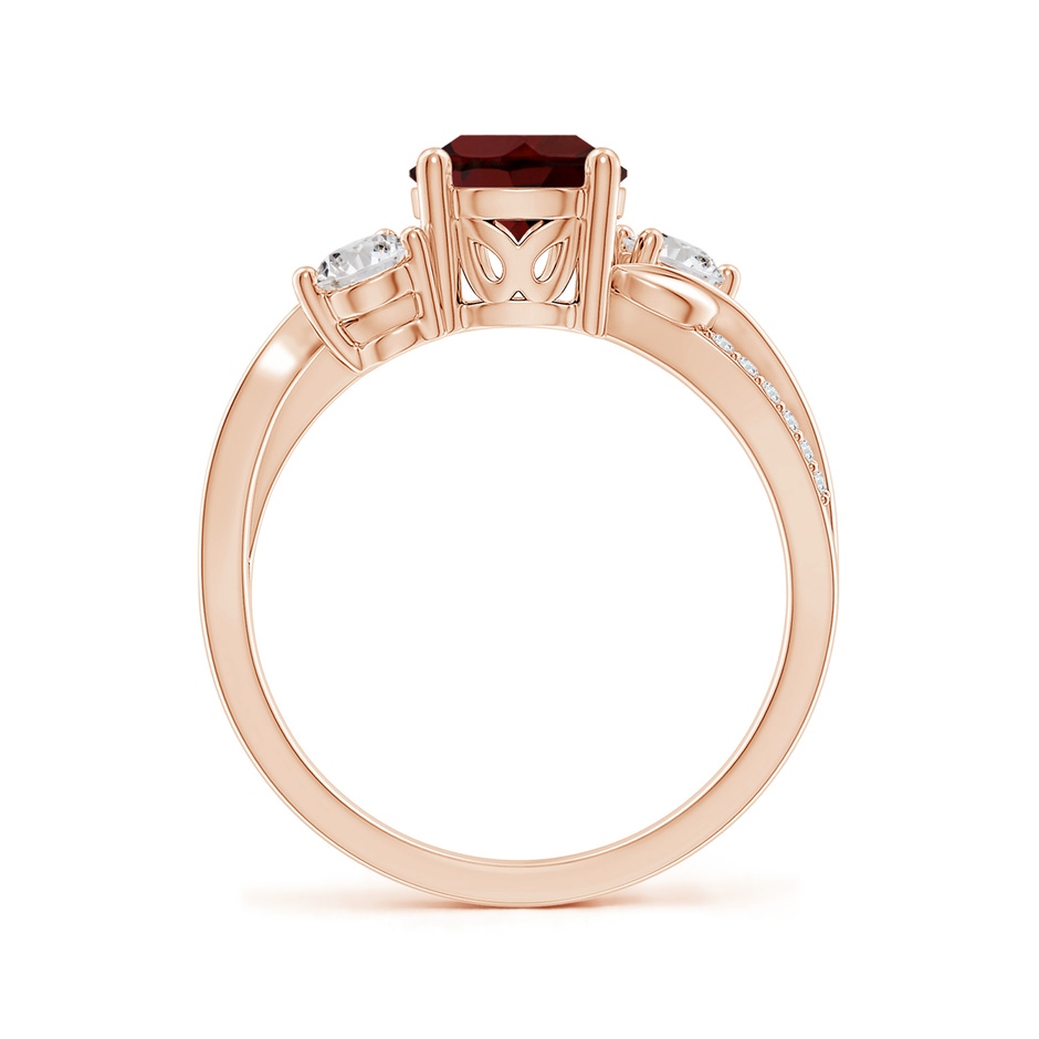 7mm AA Garnet and Diamond Twisted Vine Ring in Rose Gold side 199