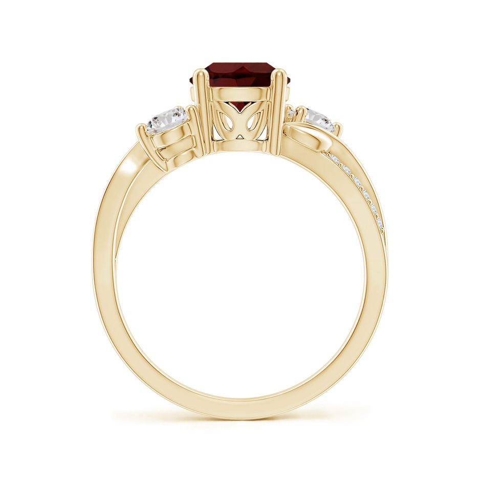 7mm AA Garnet and Diamond Twisted Vine Ring in Yellow Gold side 199