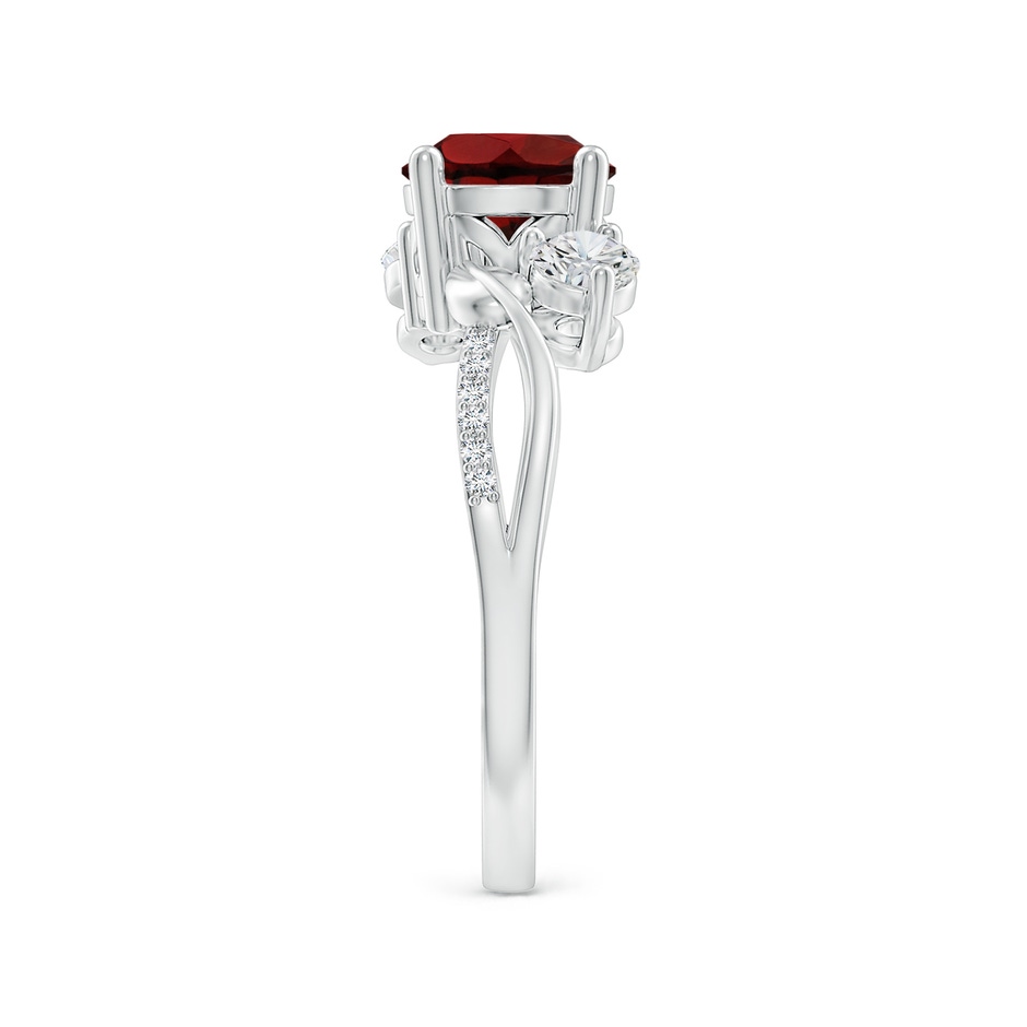 7mm AAA Garnet and Diamond Twisted Vine Ring in 18K White Gold side 299