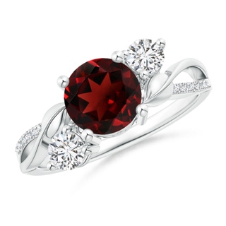 7mm AAA Garnet and Diamond Twisted Vine Ring in P950 Platinum