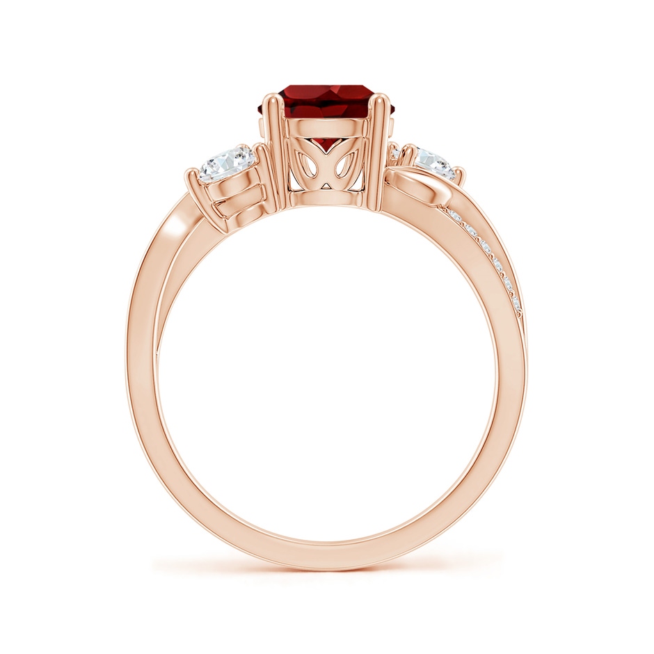 7mm AAAA Garnet and Diamond Twisted Vine Ring in 18K Rose Gold side 199