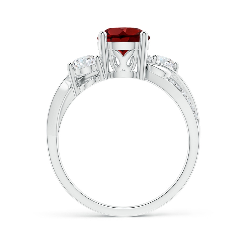 7mm AAAA Garnet and Diamond Twisted Vine Ring in P950 Platinum side-1