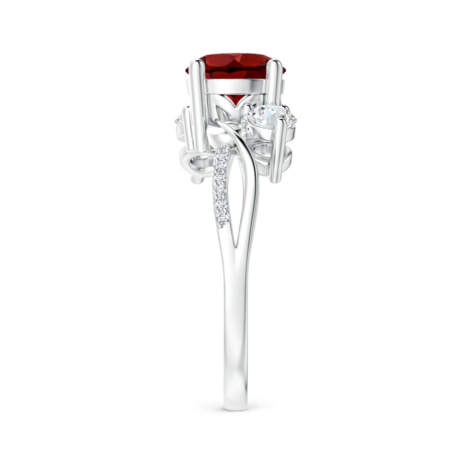 7mm AAAA Garnet and Diamond Twisted Vine Ring in P950 Platinum side-2