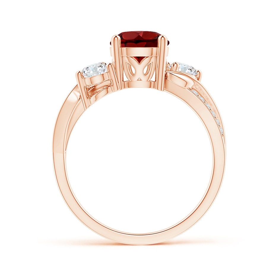 7mm AAAA Garnet and Diamond Twisted Vine Ring in Rose Gold side-1