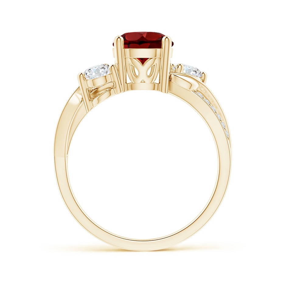 7mm AAAA Garnet and Diamond Twisted Vine Ring in Yellow Gold side-1