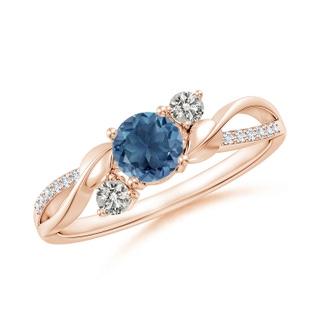 5mm A London Blue Topaz and Diamond Twisted Vine Ring in 10K Rose Gold