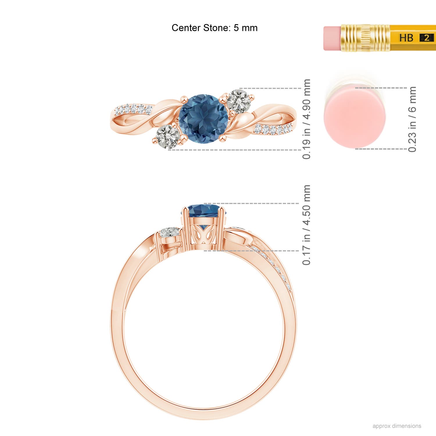 A - London Blue Topaz / 0.8 CT / 14 KT Rose Gold