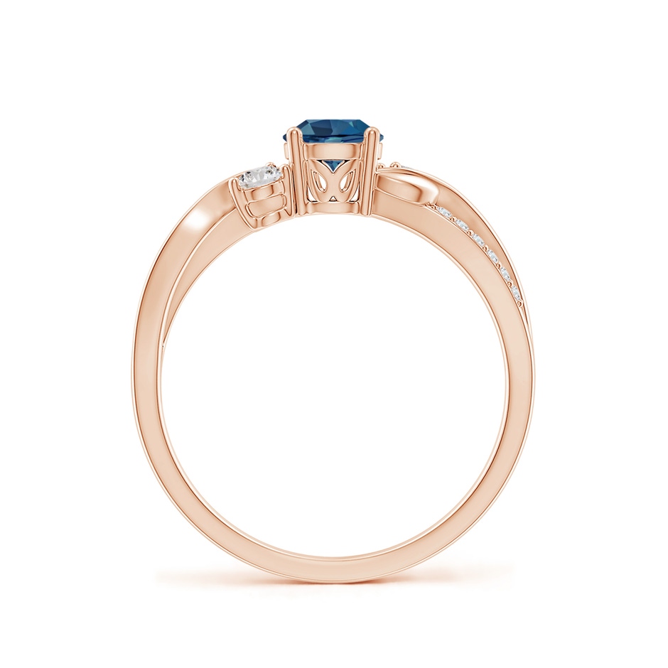 5mm AA London Blue Topaz and Diamond Twisted Vine Ring in Rose Gold side 199