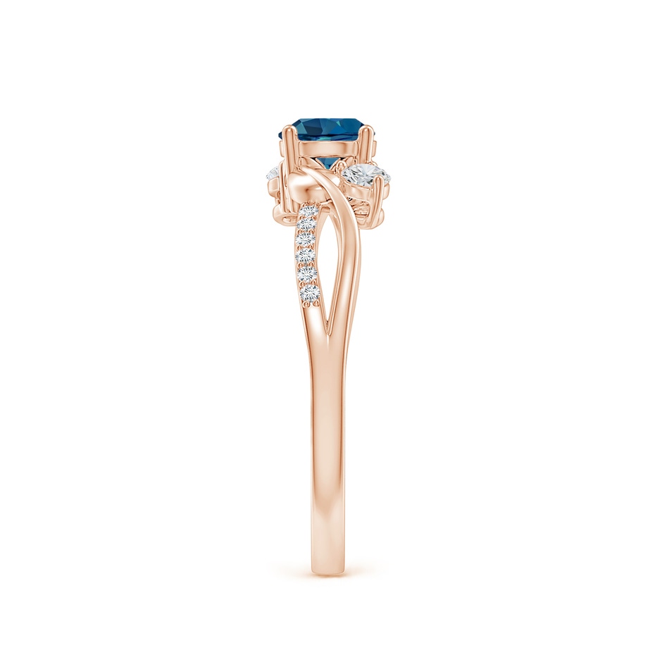 5mm AAA London Blue Topaz and Diamond Twisted Vine Ring in Rose Gold side 299