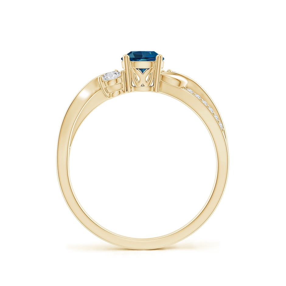 5mm AAA London Blue Topaz and Diamond Twisted Vine Ring in Yellow Gold side 199