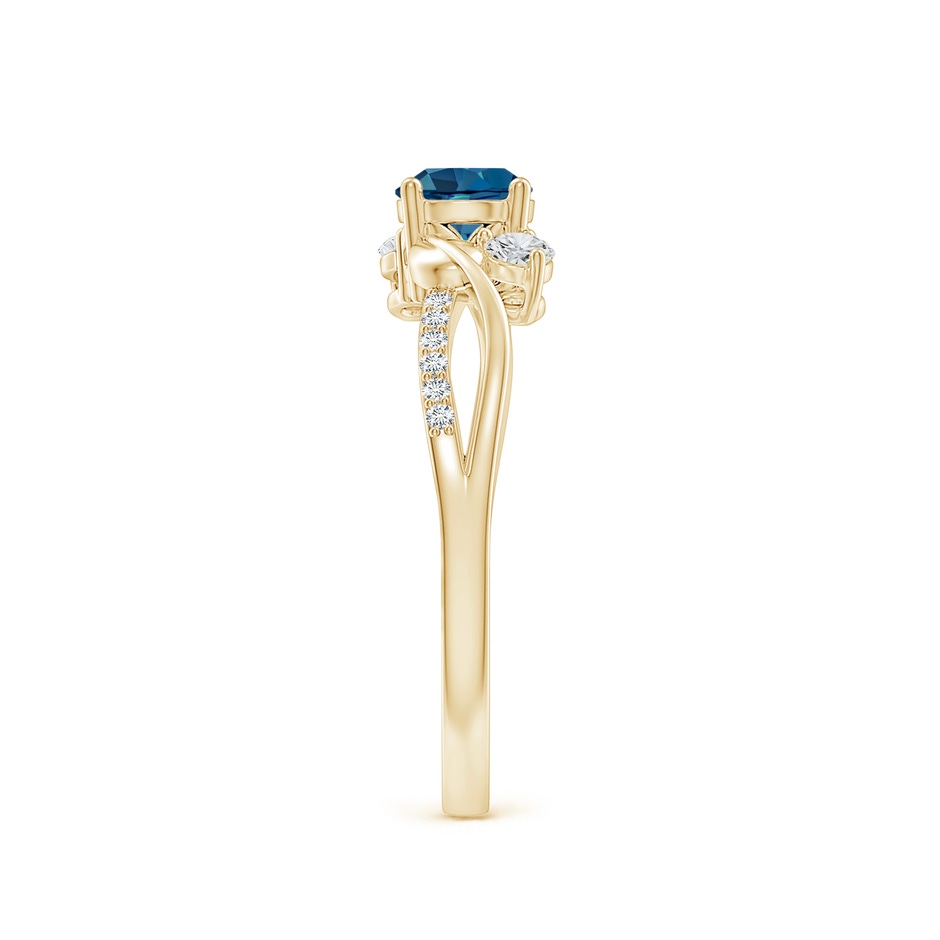 5mm AAA London Blue Topaz and Diamond Twisted Vine Ring in Yellow Gold side 299