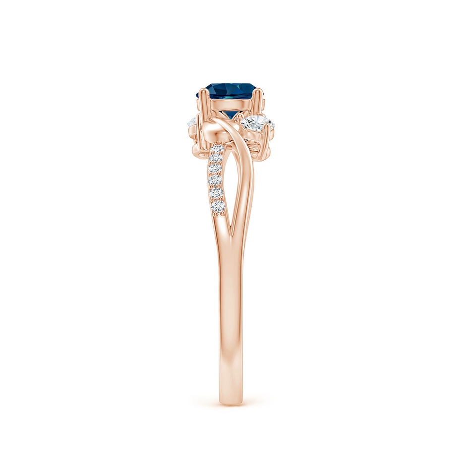 5mm AAAA London Blue Topaz and Diamond Twisted Vine Ring in 9K Rose Gold side 299