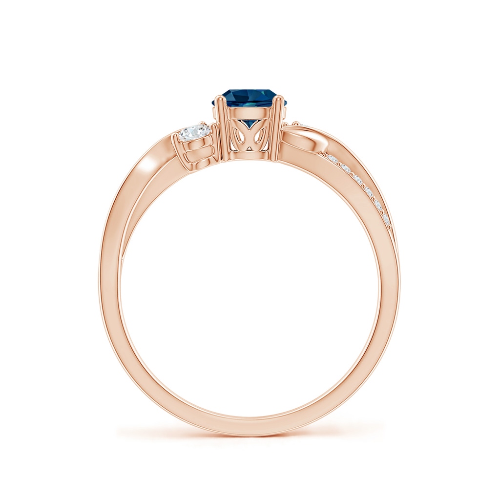 5mm AAAA London Blue Topaz and Diamond Twisted Vine Ring in Rose Gold - side 199