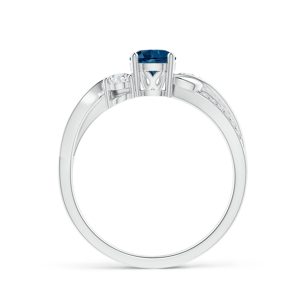 5mm AAAA London Blue Topaz and Diamond Twisted Vine Ring in White Gold - side 199