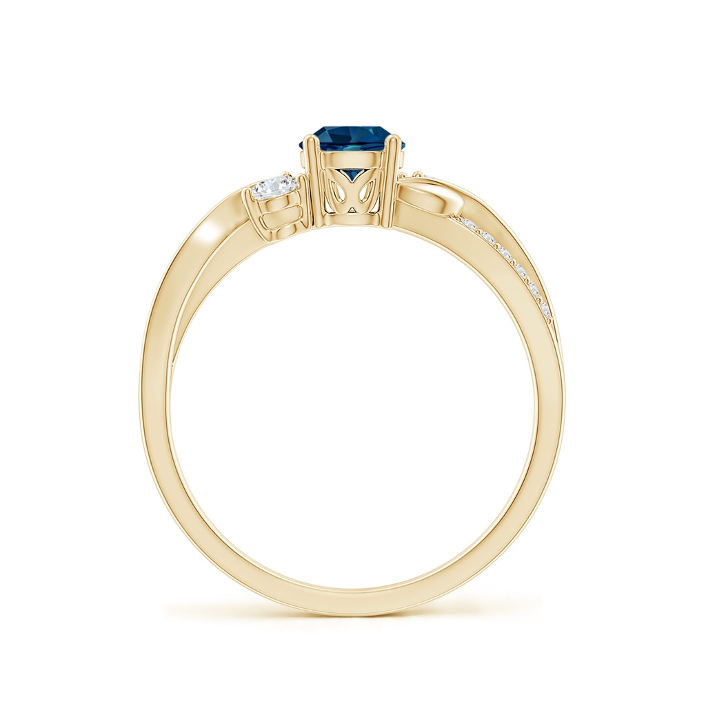 5mm AAAA London Blue Topaz and Diamond Twisted Vine Ring in Yellow Gold - side 199
