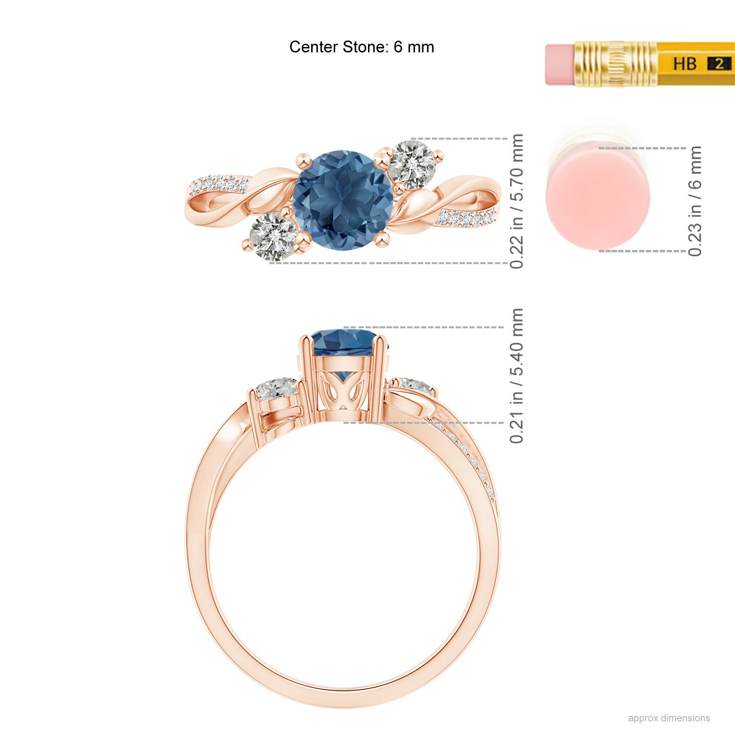 A - London Blue Topaz / 1.22 CT / 14 KT Rose Gold