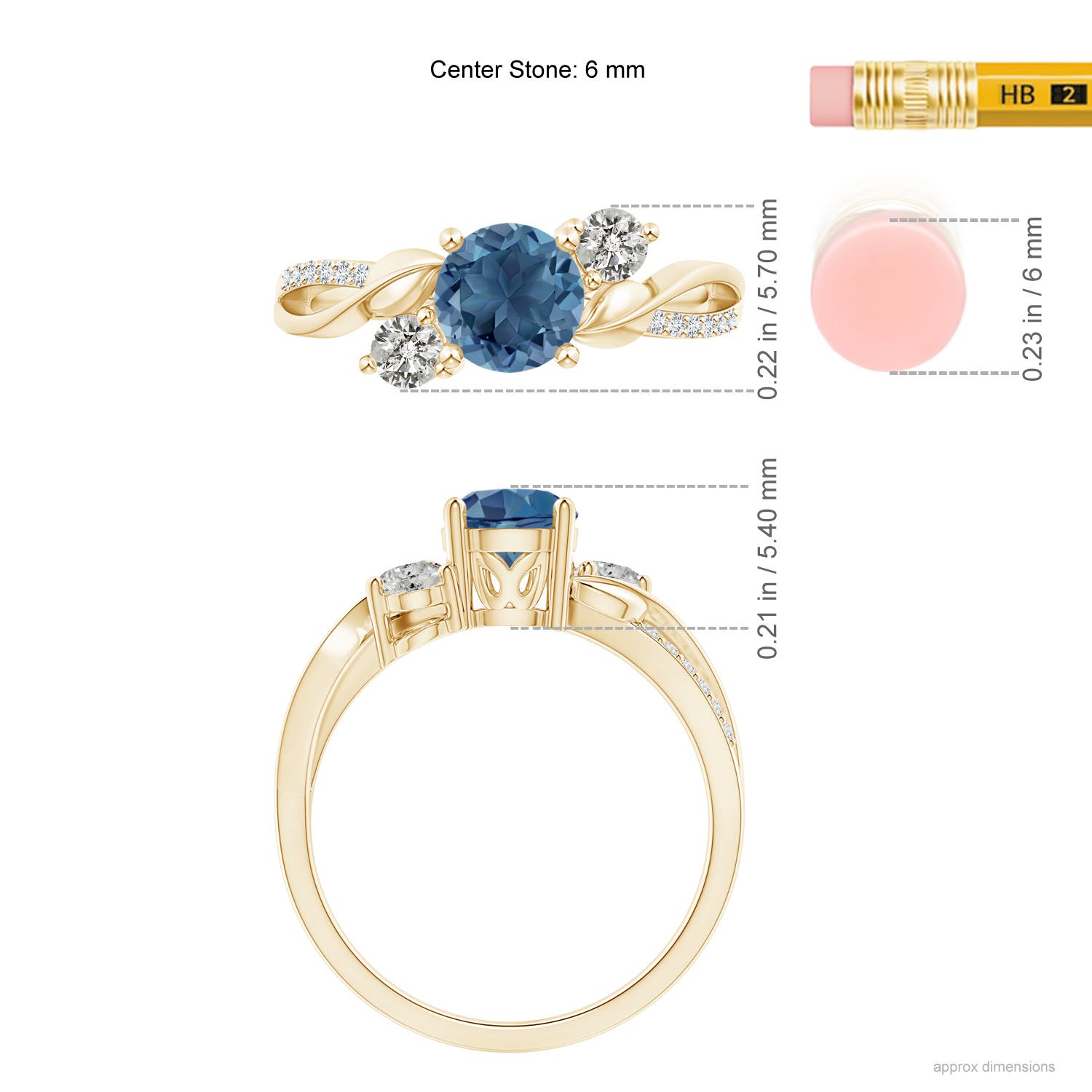 A - London Blue Topaz / 1.22 CT / 14 KT Yellow Gold