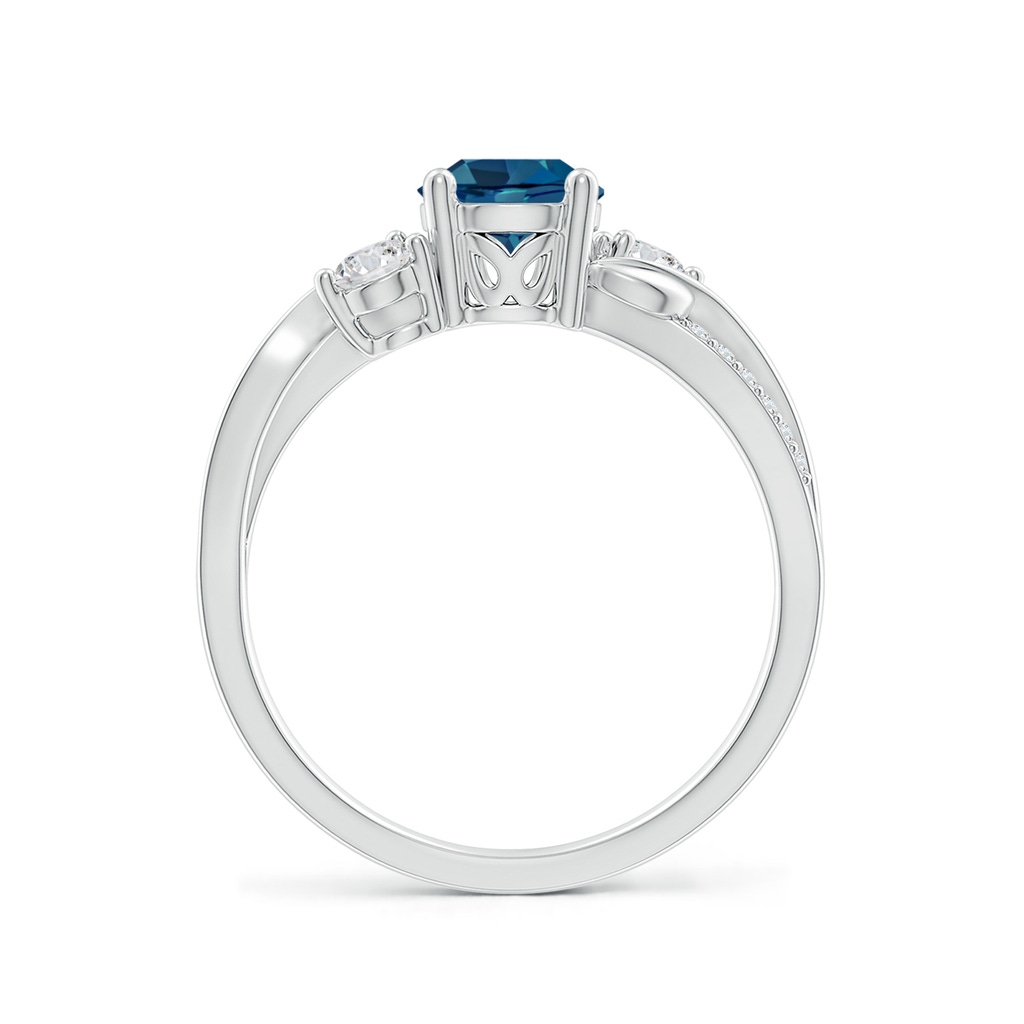 6mm AAA London Blue Topaz and Diamond Twisted Vine Ring in White Gold - side 199
