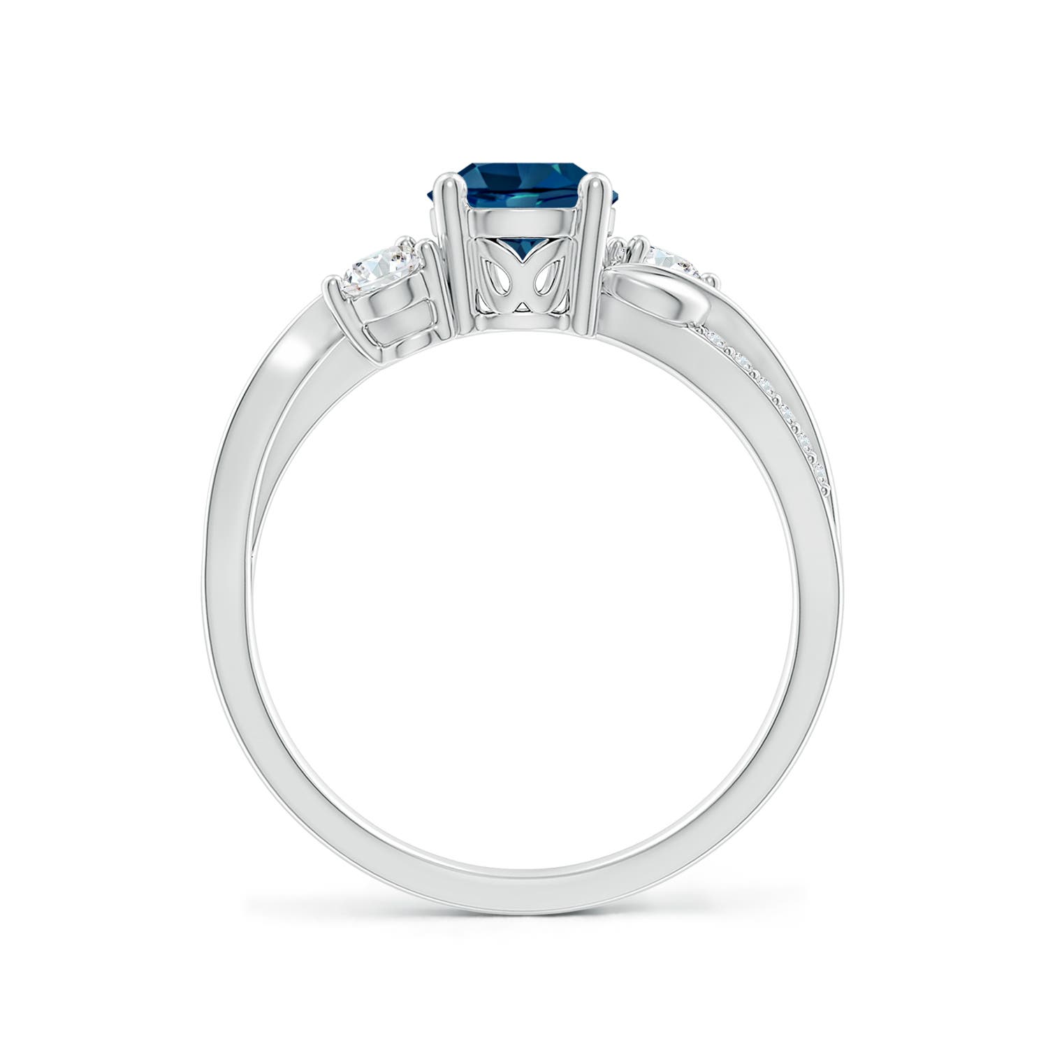 6mm AAAA London Blue Topaz and Diamond Twisted Vine Ring in P950 Platinum